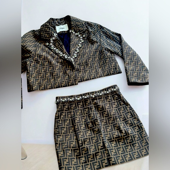 Dresses & Skirts - Fendi blazer and skirt as a set and bottom down long sleeve shirt (silk)